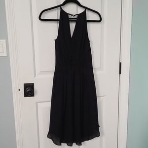 Banana Republic Midi Sleeveless Drape Black Dress